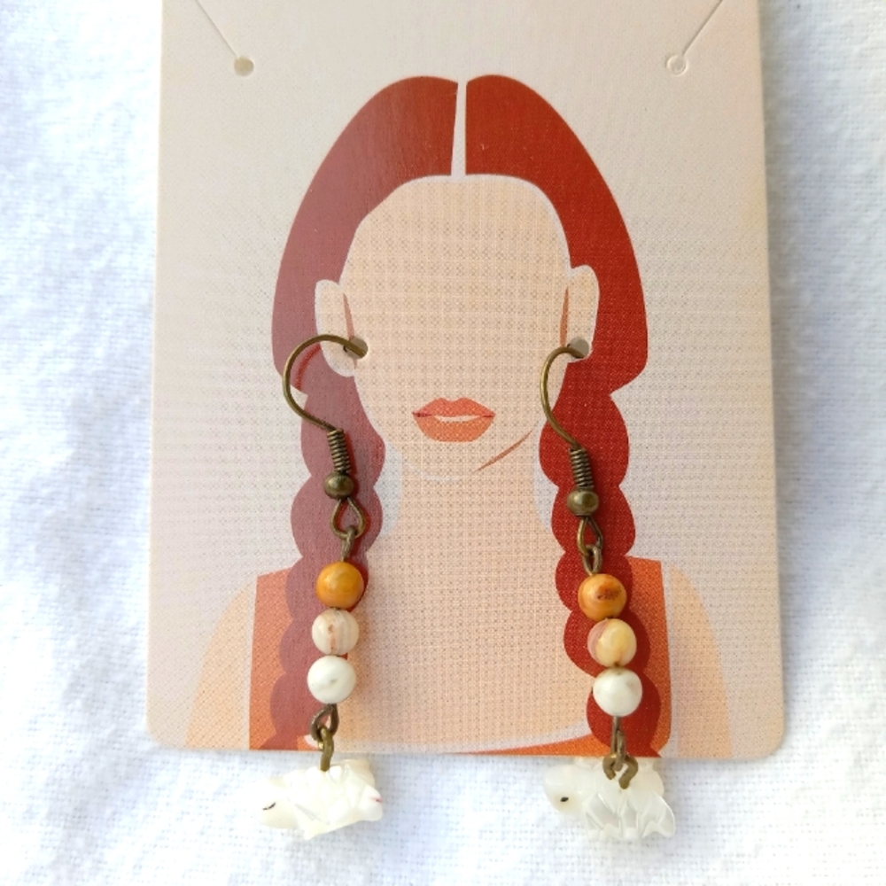 Turtle Bead Dangle Earrings
